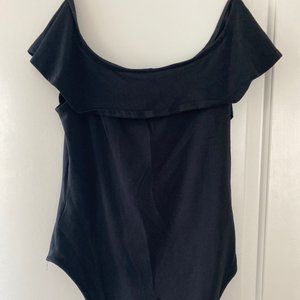 Topshop Bodysuit, Off-the shoulder, Black